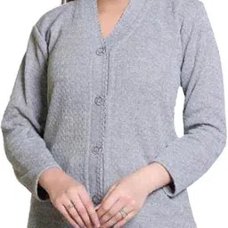 tamayra creation Women Solid V Neck Grey Sweater image 1