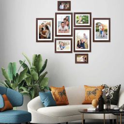 random Brown Synthetic Wood Genesis Indivisual (Set Of 8) Rose Wall Hanging Collage Photo Frames-picture-36