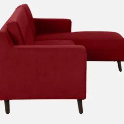 casacraft from pepperfry Amanda Fabric LHS Sectional Sofa (3 + Lounger) In Garnet Red Colour image 5