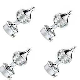 walker's decor Silver Rod Rail Bracket, Curtain Knobs Metal image 2