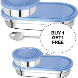 nano 2 PCS STEEL OVAL LUNCH PACK 4 Containers Lunch Box-picture-21