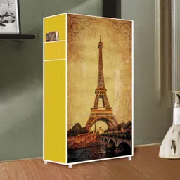 ukdimukdi 6 Shelf Foldable Collapsible Wardrobe Storage Organizer Almirah Cloth Rack PVC Collapsible Wardrobe image 2