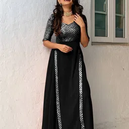 umang hisiery Georgette Stitched Flared/A-line Gown image 3