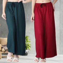 irha Pack of 2 Women Regular Fit Multicolor Viscose Rayon Trousers-picture-34