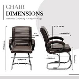 goyalson Executive Comfortable Ergonomic Home Office visitor Study Reception School Leatherette Office Visitor Chair image 3