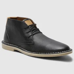 louis stitch Black Italian Milled Leather Stitch Down Chukka Desert Boots for Men (SDCKPDJB) Boots For Men image 3