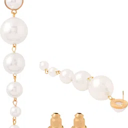 yellow chimes Statement Wear Latest Fashion Pearl Danglers Gold Plated Earrings for Women and Girls Pearl Metal Drops & Danglers image 5
