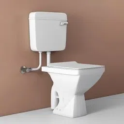 sonura Floor Mounted Western Toilet Commode With Flush Tank With Flush Tank Ewc Square Floor Mounted S-Trap European Commode Set Western Commode (White) Western Commode-picture-12