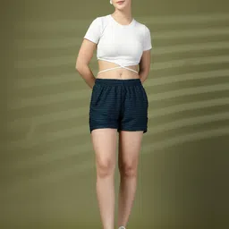 uzarus Pack of 2 Self Design Women Multicolor Night Shorts, Casual Shorts image 3