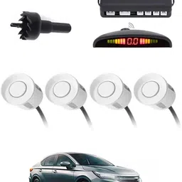 zplus 4White Parking Sensor With LED Display Increased Safety For Car-62 Safety of Passengers/Car One Alarm Kit-1641 Parking Sensor image 1