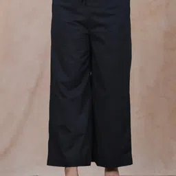 aramya Women Comfort Fit Black Pure Cotton Trousers-picture-13