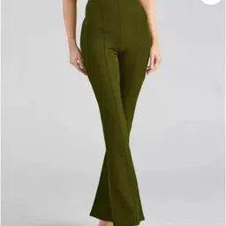 gladly Women Relaxed Dark Green Cotton Blend Trousers-picture-25
