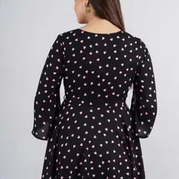 ptfcreation Casual Flared Sleeves Polka Print, Printed Women Maroon Top image 2