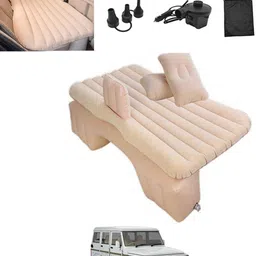 rkpsp Car Beige Inflatable Bed with Pump & 2Air Pillow Soft Material Universal Fit-037 Car Multifunctional/Durable/Premium Inflatable Back Seat/Camping Air Mattress Car Inflatable Bed-picture-10