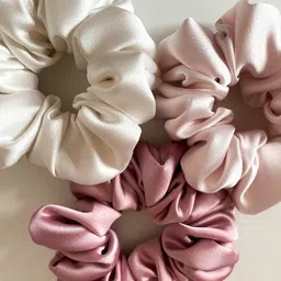 hummanbird Pastel Satin Scrunchies Hair Ties for Women / Girls Set of 5 Rubber Band-picture-17