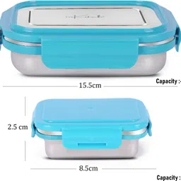 inkitch Stainless Steel Blue Colour Lunch Box | Tiffin Box with Steel Inner Small Box 1 Containers Lunch Box image 3