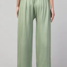 style prezone Women Relaxed Light Green Viscose Rayon Trousers image 2