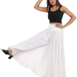 biubaa Women Regular Fit White Viscose Rayon Trousers image 3