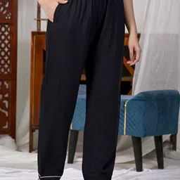gordhan Women Shirt & Pyjama set Black Solid image 5