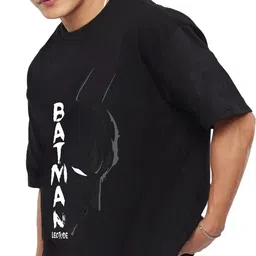 leotude Men Printed Round Neck Cotton Blend Black T-Shirt image 2