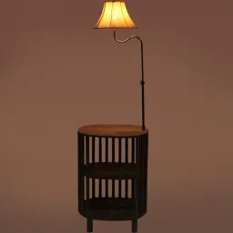 sapphire Maurice Cream Iron Shade Shelf Floor Lamp With Wood Base image 4