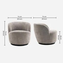 casacraft from pepperfry Nikoli Boucle Barrel Chair In Grey Chair image 2