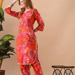 kjfab Women Pure Cotton Kurti Pant Set image 3