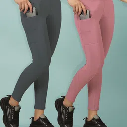 beyogini Solid Women Grey, Pink Tights-picture-33