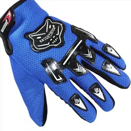 1 Pair of Hand Grip for Bike Motorcycle Scooter Riding - Blue Colour Driving Gloves-image-41