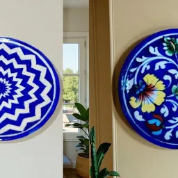 om craft villa Decorative Platter Set of 2 | Elegant Home & Table Décor Serving Plates Ceramic Decorative Platter-picture-26