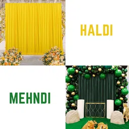 Windrop Solutions Green Yellow Combined Decoration Backdrop Curtain Background Haldi Mehndi 8x9Ft Reflector-picture-31