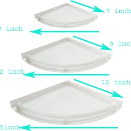 rbs New Corner Set of 3 pcs (Size :- 9X7" , 12X9" , 11X15" inches) Plastic Wall Shelf image 4