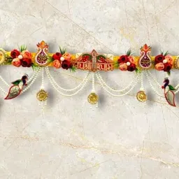 mizwiist solutions Traditional DecorativeToran with Jai Shree Shyam,Flowers,Peacock Design & Latkan Toran-picture-46