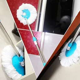 kaykus 360 Spin Mop Stick Stainless Steel Mop Stick Rod Home Office Cleaning pocha Mop Head and Rod image 4