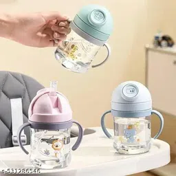 apexuni Children's Plastic Convenient Straw Sipper Bottle with Carrying Dual Handle 300 ml-picture-19