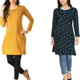 indiweaves Pack of 2 Women Self Design Wool Straight Kurta-picture-47