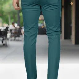 sk clasy Men Slim Fit Green Lycra Blend Trousers image 2
