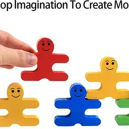 grest Wooden Balancing and Stacking Human Shape Puzzle Blocks Toy For Kids - 16 Pcs image 2