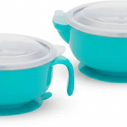 blluex Feeding Steel Bowl 600 Ml - plastic, stainless steel (Blue, White) - plastic, stainless steel-picture-16