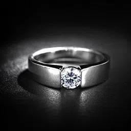 meenaz Rings for men boys boyfriend Adjustable Silver ring Ad Cz American diamond party Alloy, Steel, Metal, Brass, Copper, Stainless Steel, Stone Cubic Zirconia, Crystal, Diamond Rhodium, Platinum, Silver Plated Ring image 1