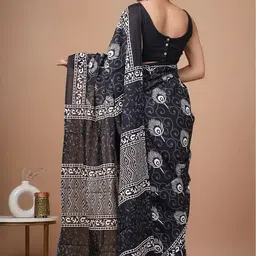 houseofcommon Blocked Printed Bollywood Chanderi Saree image 3