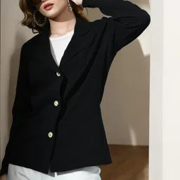 houseofcommon Women Jacket Style Full Sleeve Black Shrug image 4
