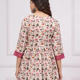 indianic Women Floral Print Viscose Rayon A-line Kurta image 2