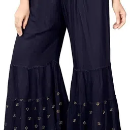 dharmhouse Women Relaxed Dark Blue Viscose Rayon Trousers image 3