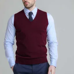 a n enterprises Men Solid V Neck Maroon Sweater-picture-21