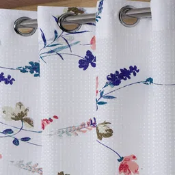cortina White Floral Polyester 5ft Semisheer Eyelet (Set Of 2) image 4