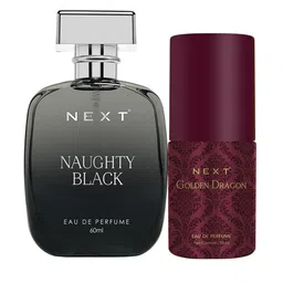 NEXT CARE Set Of 2 Naught Black & Golden Dragon Long Lasting Eau De Parfum- 60 ml & 10 ml image 3