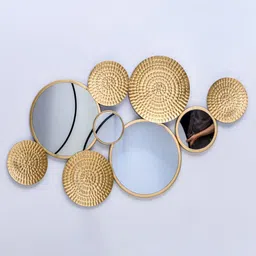 decorativs Platter Gold Iron & Glass Decorative Mirror image 2