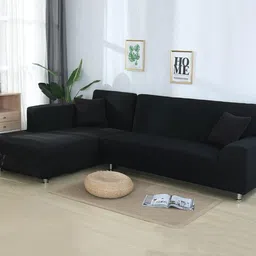 decowell Polyester Plain 3+3 Seater L-Shape Sofa Cover-picture-23