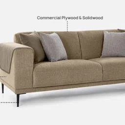 casacraft from pepperfry Franklin Fabric 3 Seater Sofa in Brown Colour image 4